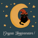 Chat mystérieux sous la lune d'anniversaire